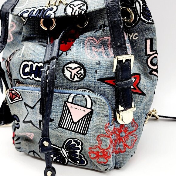 Michael Kors Navy Graphic Backpack - Picture 4 of 16